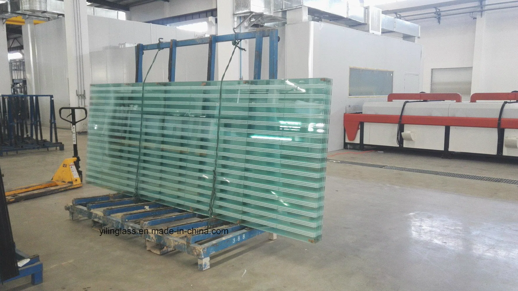 Oversize Tempered Laminated Ceramic Fritted Glass with Color Pattern