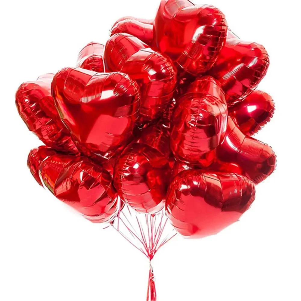 Wedding Birthday Party Decoration Supplies 18inch Gold Silver Red Heart Love Balloon Pure Color Foil Helium Balloon