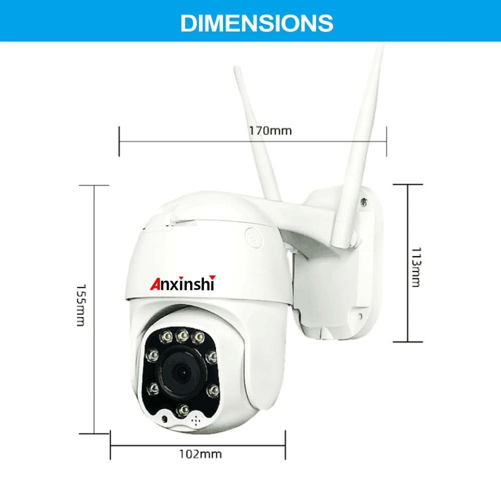 Anxinshi Starlight 5.0MP 5X Optical Zoom WiFi Camera Hidden with Two-Way Voice and Motion Alarm Function Wireless IP PTZ CCTV Camera