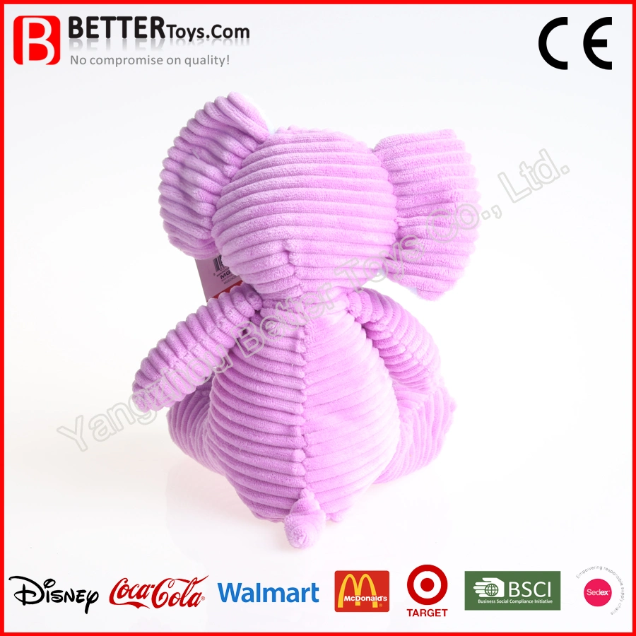 Textured Plush Purple Violet Elephant Soft Squeaking Stuffed Pet Toys for Dog/Cat