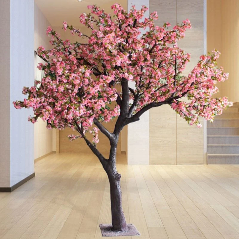 Grande plástico artificial Cherry Blossom Branco e Rosa Flores Bloesemboom Sakura Tree para decoração de Jardim de Casamento