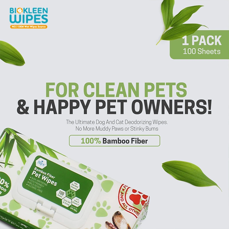 Biokleen Eco amigable antibacterial mascota Limpieza Perro mascotas criado mascotas Toallitas de aseo toallitas de limpieza de mascotas