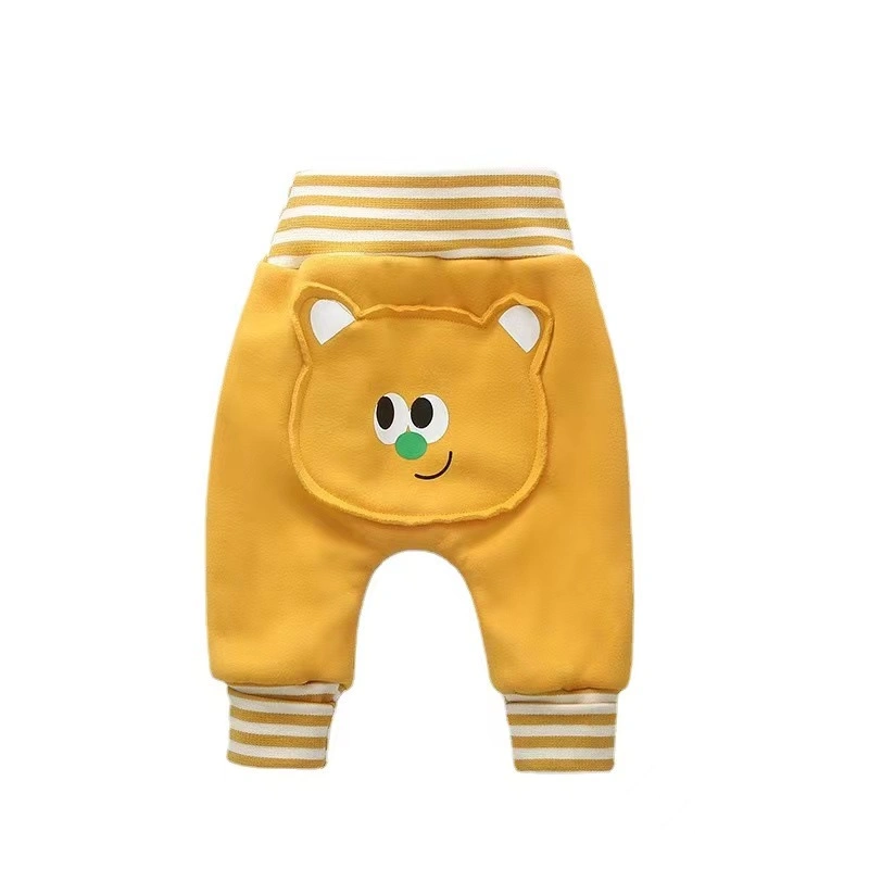 Baby Cotton Pants Bear Pattern Plush Thick Warm PP Pants Unisex