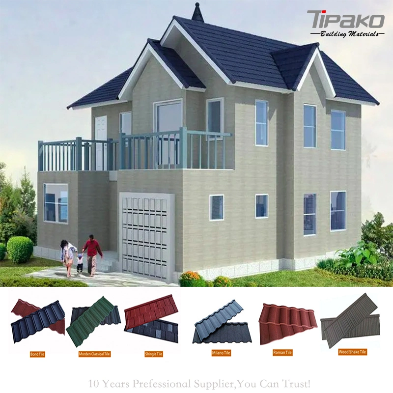 Building Construction Material Milano Type Stone Coated Metal Villa Roof Tile