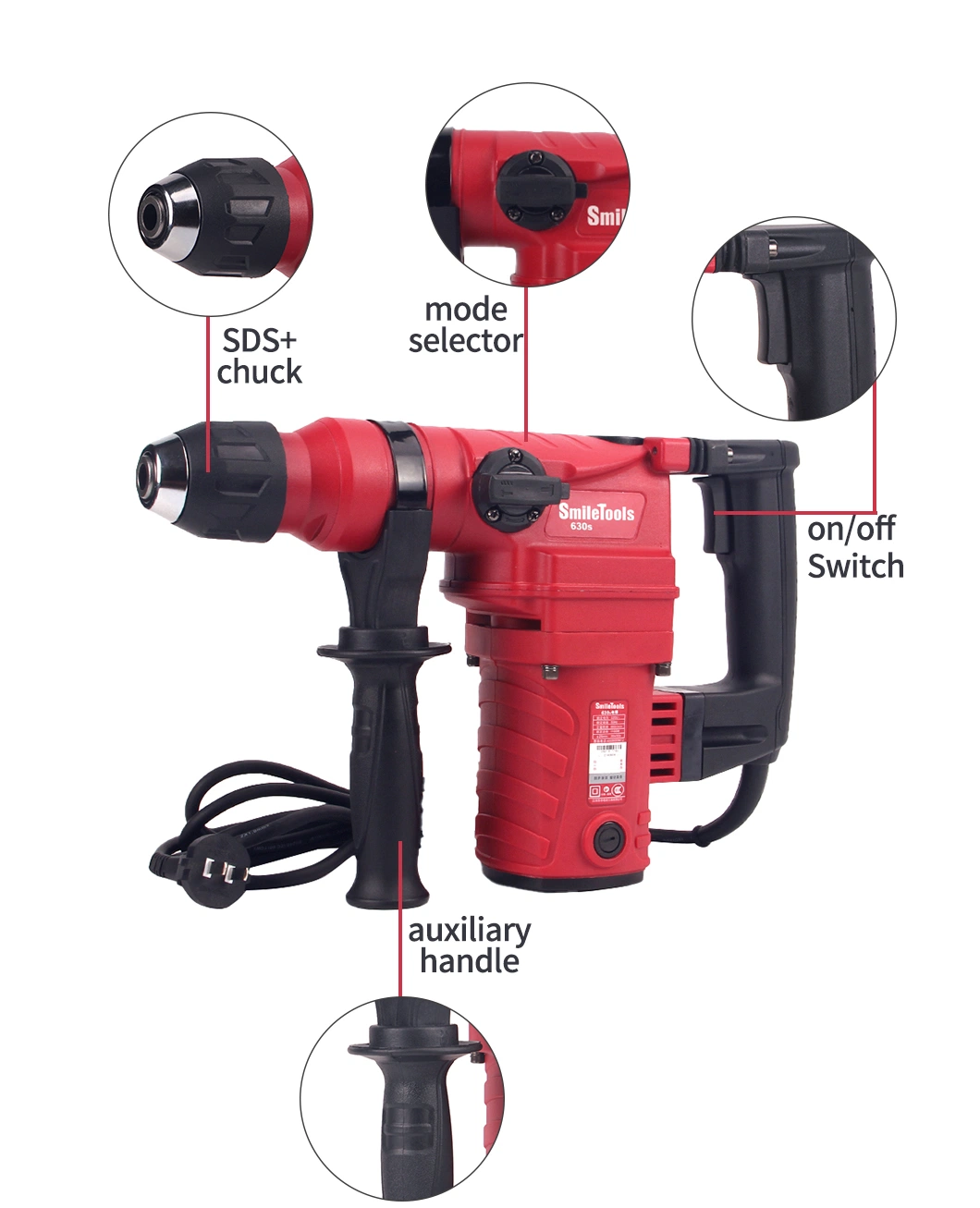 Strong Power Large-Diameter Brushless Drill Hammer for Perforating Electric Breaker Hammer