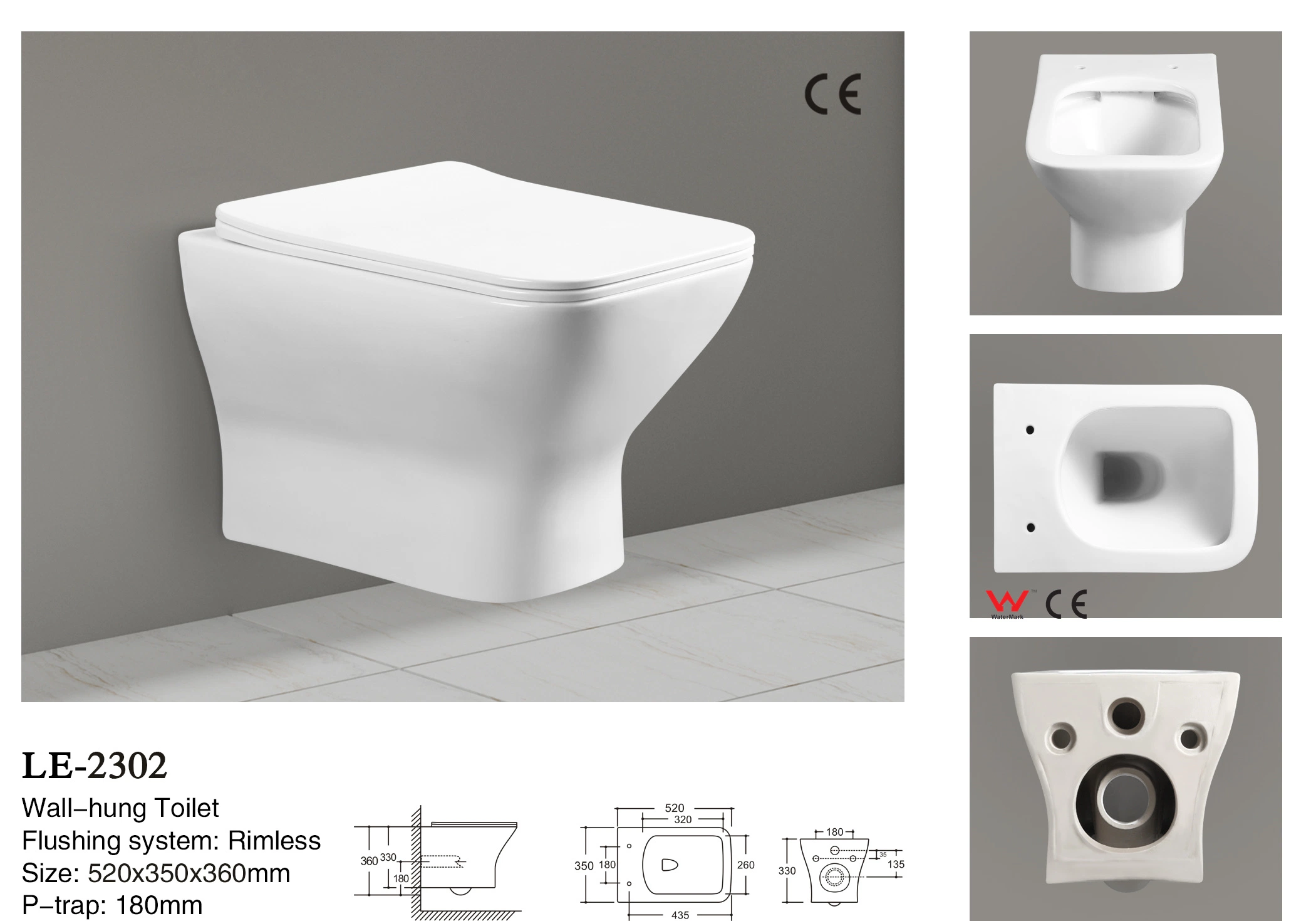 WC Badezimmer Keramik Wasser Schrank WC Gold WC 2302-PPO
