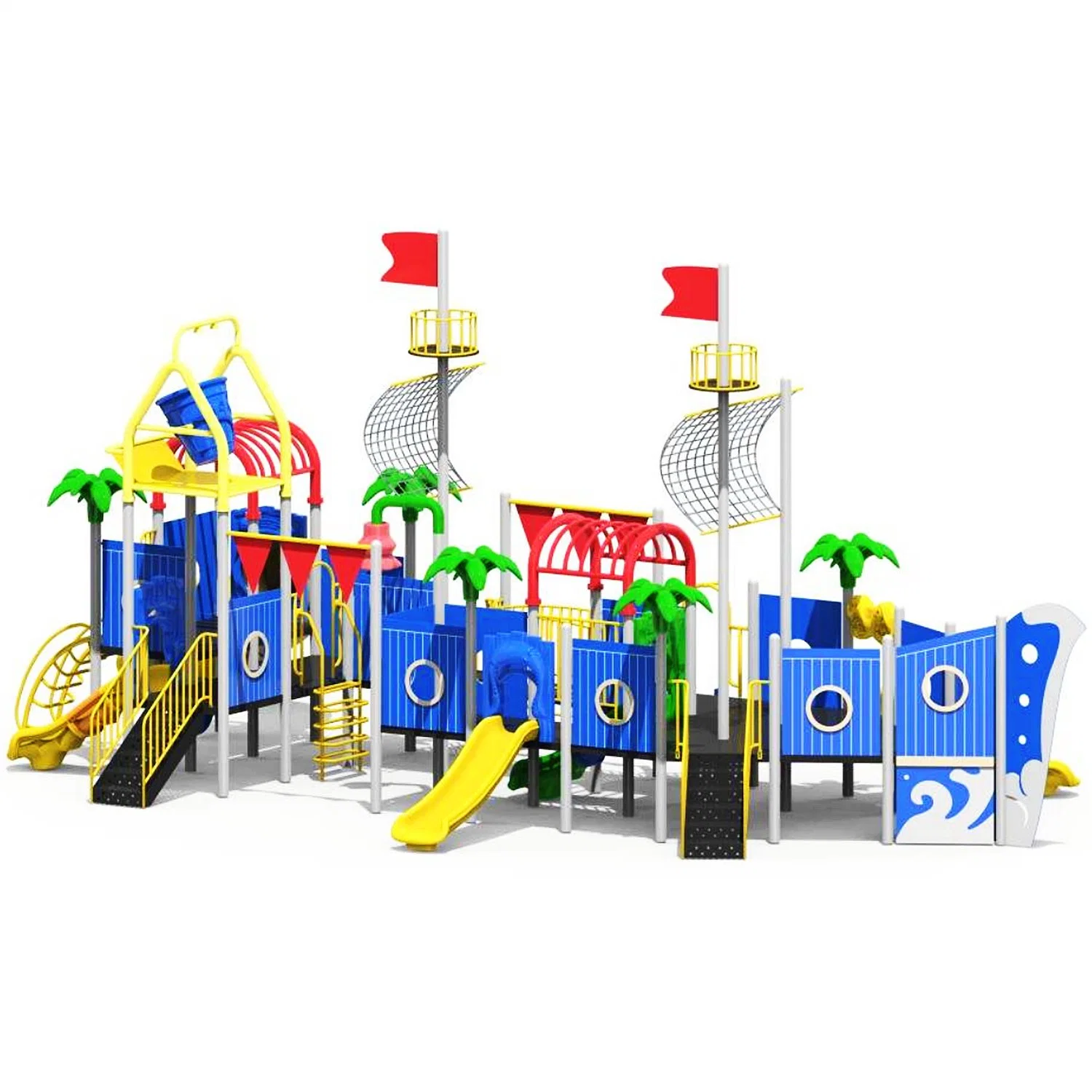 Adult Water Park Equipment Fiberglass Slide Children's Playground Pirate Ship