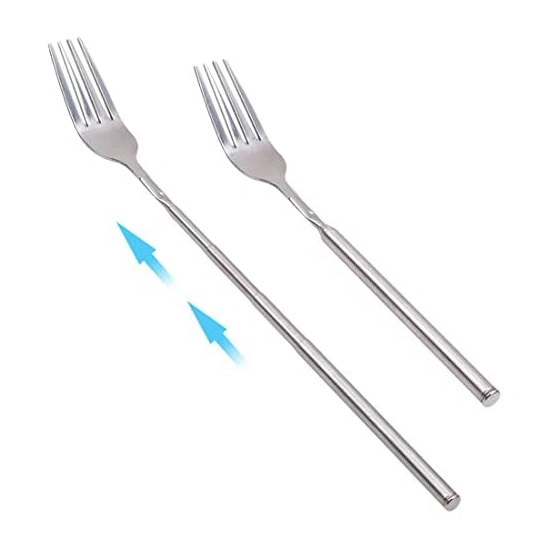 Custom Telescopic Stainless Steel Fork Use for Dinner Fruit Dessert Food