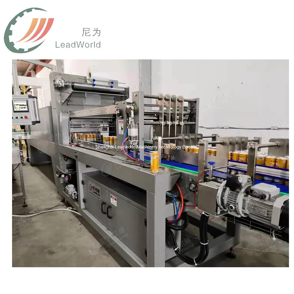 Automatic Tin Can Fruit Juice Beer Bottle Pure Water Bottle Shrink Sleeve Film Wrapping Packing Machine Plant Line