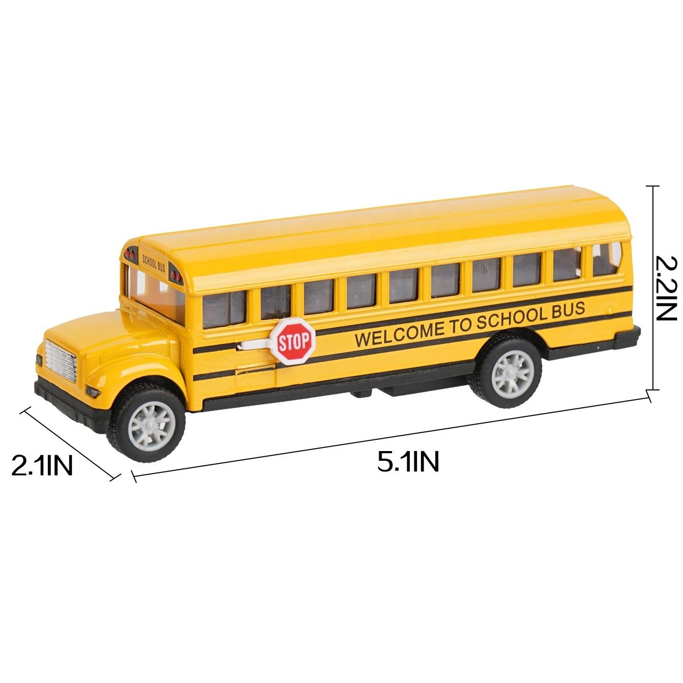 Schulbus Spielzeug für Kleinkinder, die Cast Pull Back Autos Yellow Bus Play Fahrzeuge mit Pull Back Mechanismus und Türen öffnen