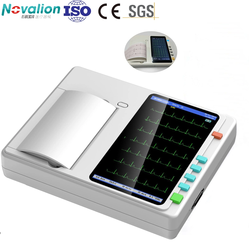 O OEM 6 CANAIS 12 leva a tela de toque eletrocardiógrafo ECG Máquina de ECG com marcação CE