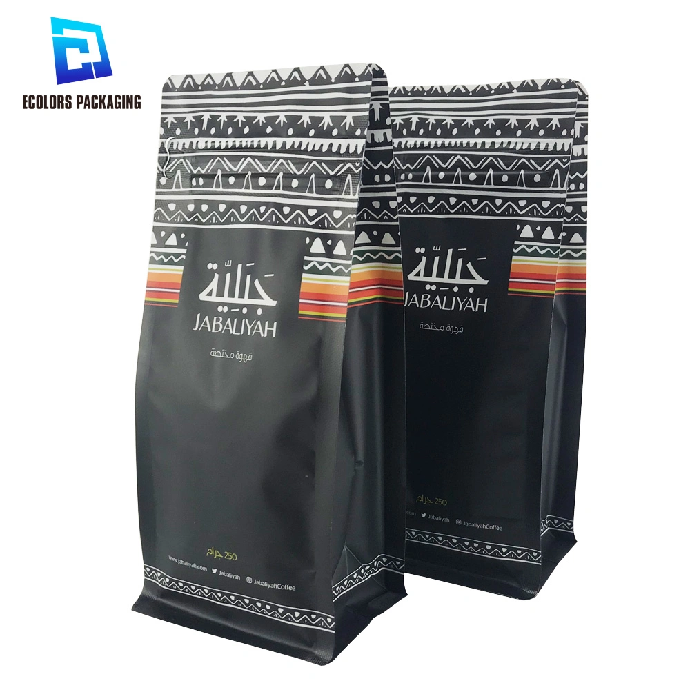 250g 500g 1kg Bolsa de Café de plástico laminado con base plana Con válvula