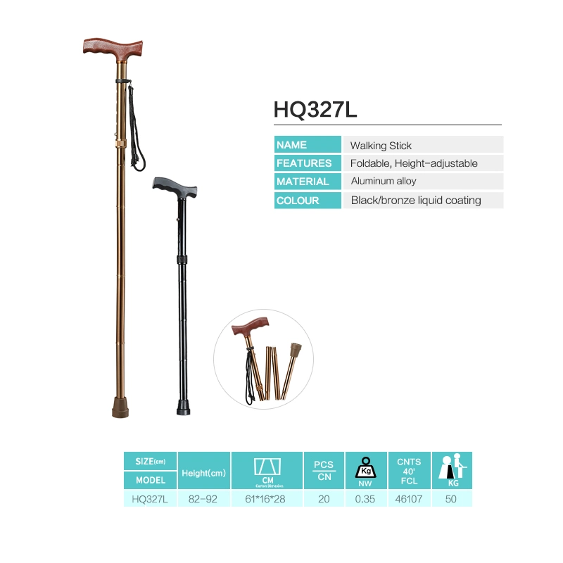 High-Strength Aluminum Alloy Tube Oxidized Surface Adjustable Medical Nordic Disable Foldable Cane Walking Stick