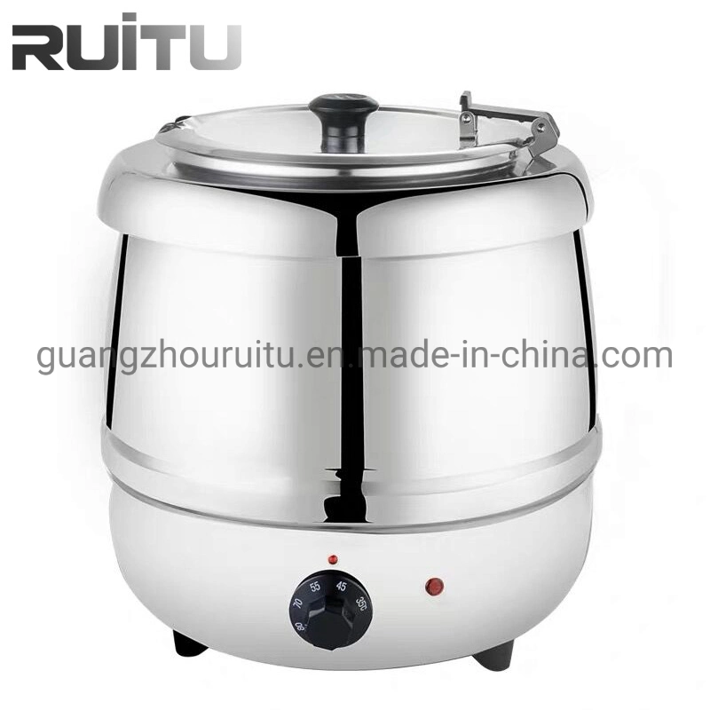 Keep Food Warm Containers Yufeh Kitchenware Equipment Silver 11L Soup Stock Pot Stainless Steel Roll Top Electrical Buffet Soup Warmer Soup Chafing Dish