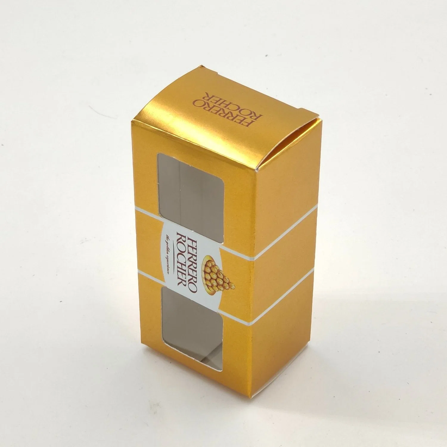 Small Size Candy Packing Boxes with PVC Window Chocolate Packaging Gold Paper Box