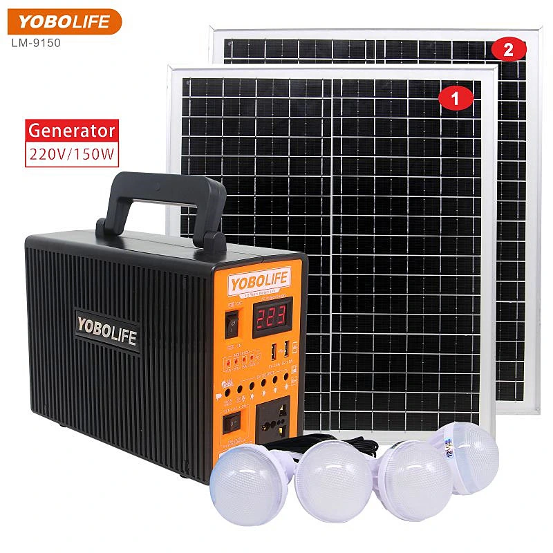 Yobolife 220V 150W de salida y 12V de la luz solar con paneles solares 60W