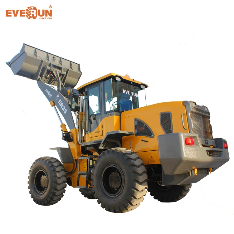 Everun ER35 3ton China Heavy Duty Construction Farm Machinery CE Approved Multi-Attachment Medium Compact Wheel Loader Shovel Bucket 4WD Loader