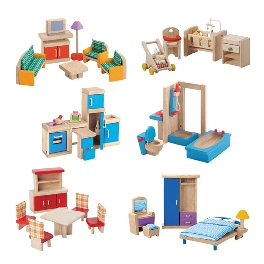 High quality/High cost performance  Wooden Doll House Furniture Accessories Natural Solid Wood Furniture Toys