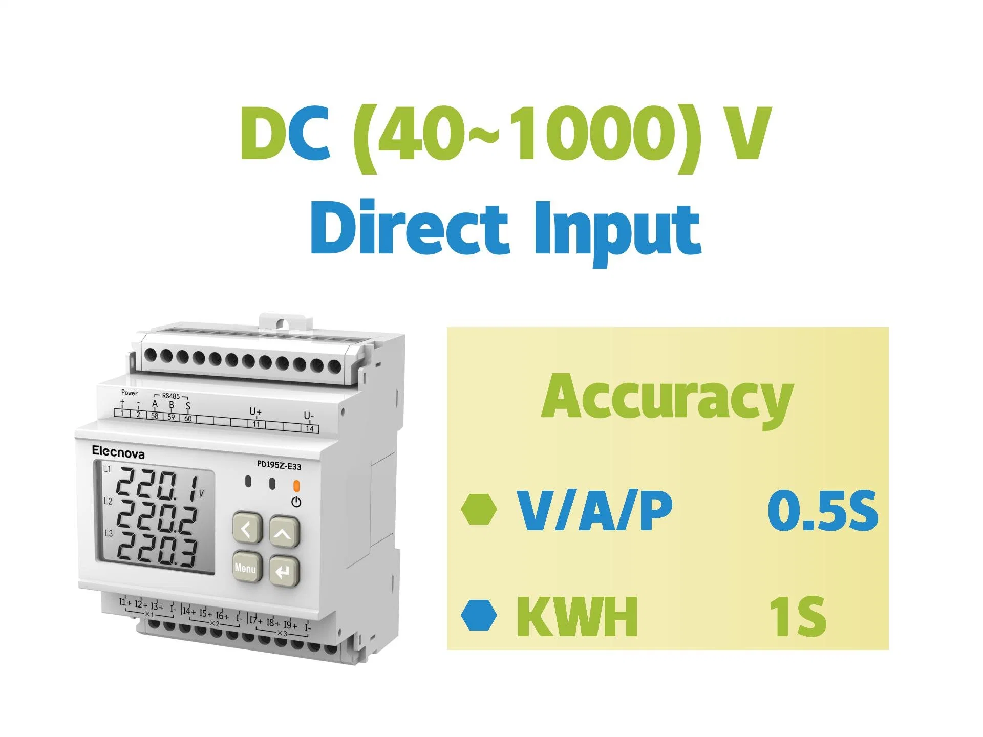 Enregistreur de données numériques DC DIN Rail monté 16 compteur d'énergie à canaux multiples