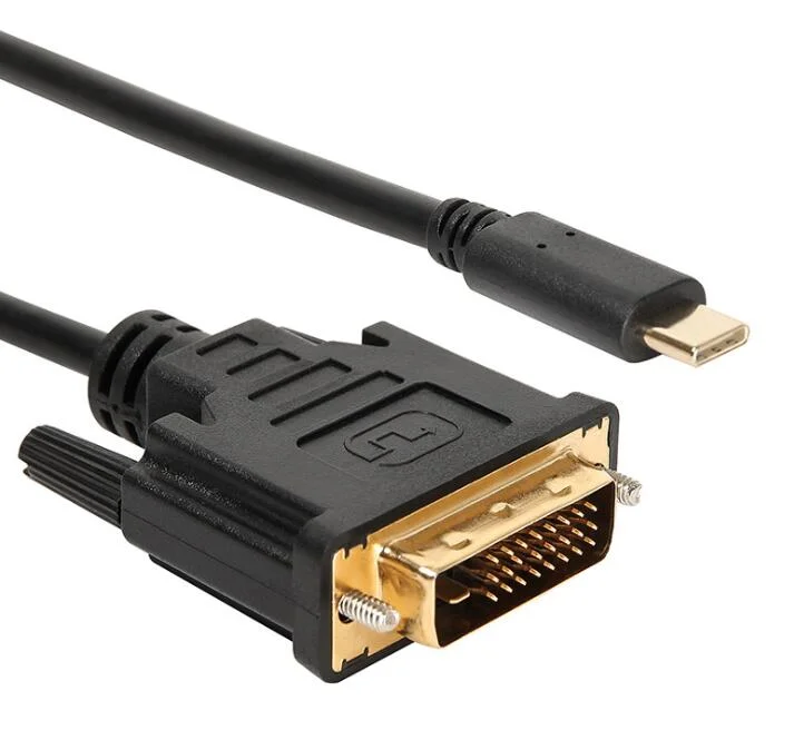 Chapado en oro de puertos USB Tipo C a DVI Cable Adaptador macho a macho