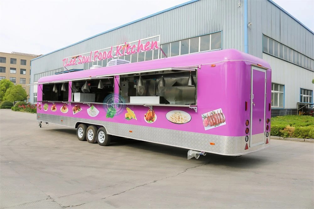 Restauration personnalisée cuisine mobile Pizza BBQ Fast Food Trailer entièrement Distributeur de collations Airstream équipé, Food Truck