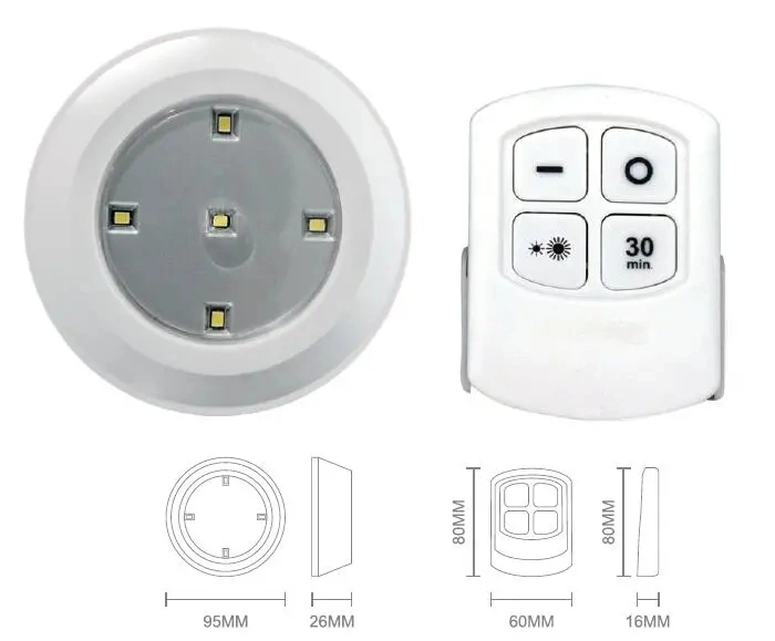 Smart Wireless Remote Touch LED Puck Night Cabinet Light