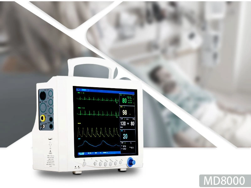 12.1 Inch Color TFT 5-Lead Ech Cardiac Patient Monitor 6 Parameter Vital Sign Patient Monitor CE Approved