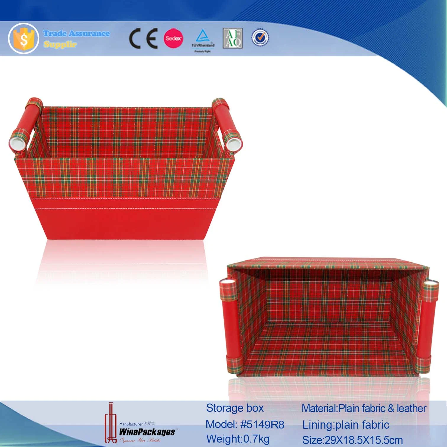 2023 New Styles Household Basket Fabric and Leather Storage Box