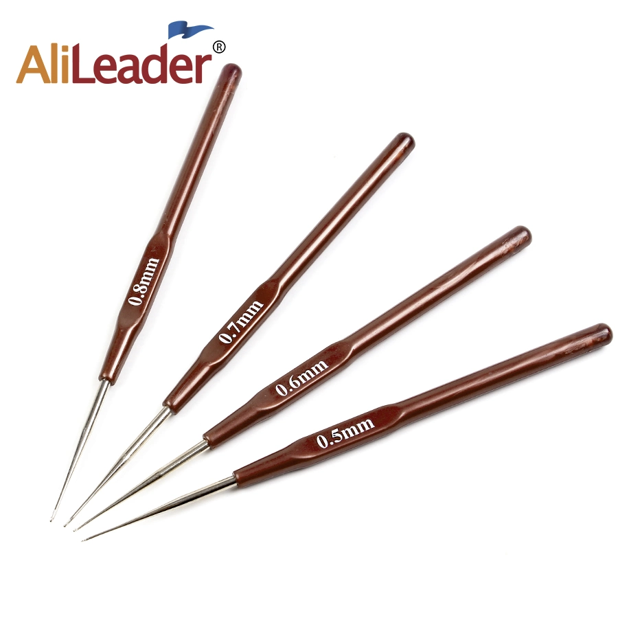 Pen Type Coffee Plastic Handle Metal Needle Trumpet Crochet Hook Knitting Tools for Lace Wigs Making