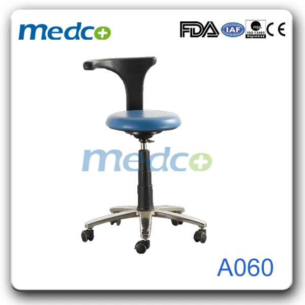 A061 Medical Swivel Pneumatic Backrest Stool Chair with 5 Wheels