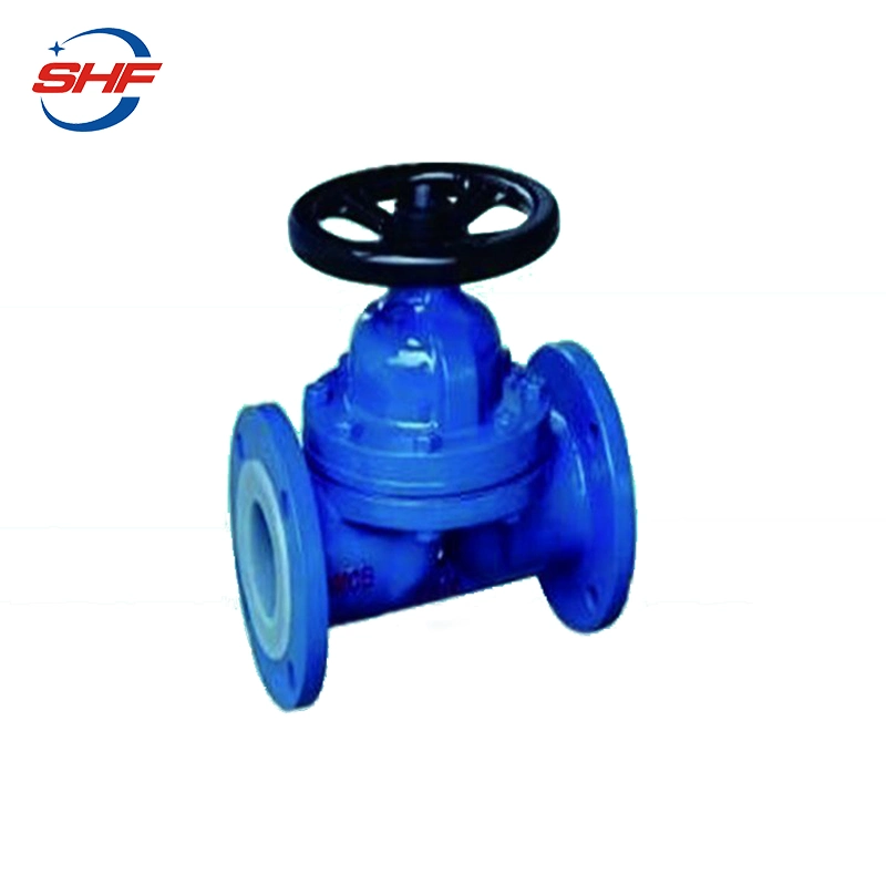 Lined PFA EPDM Cast Iron Steel Weir Type Diaphragm Valve Flange End