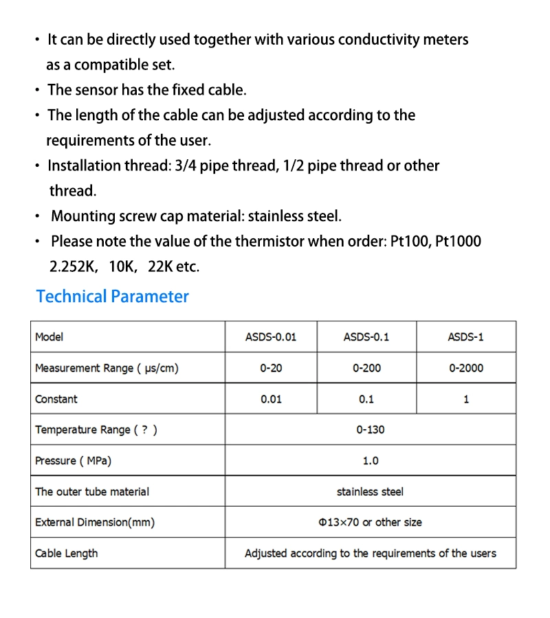 Combination Water Quality Analyzer Instrument Conductivity Electrode for Conductivity Meter