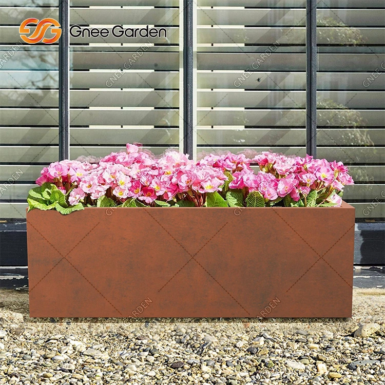 Montaje Corten Steel Planter Logo personalizable Caja de flores con forma especial