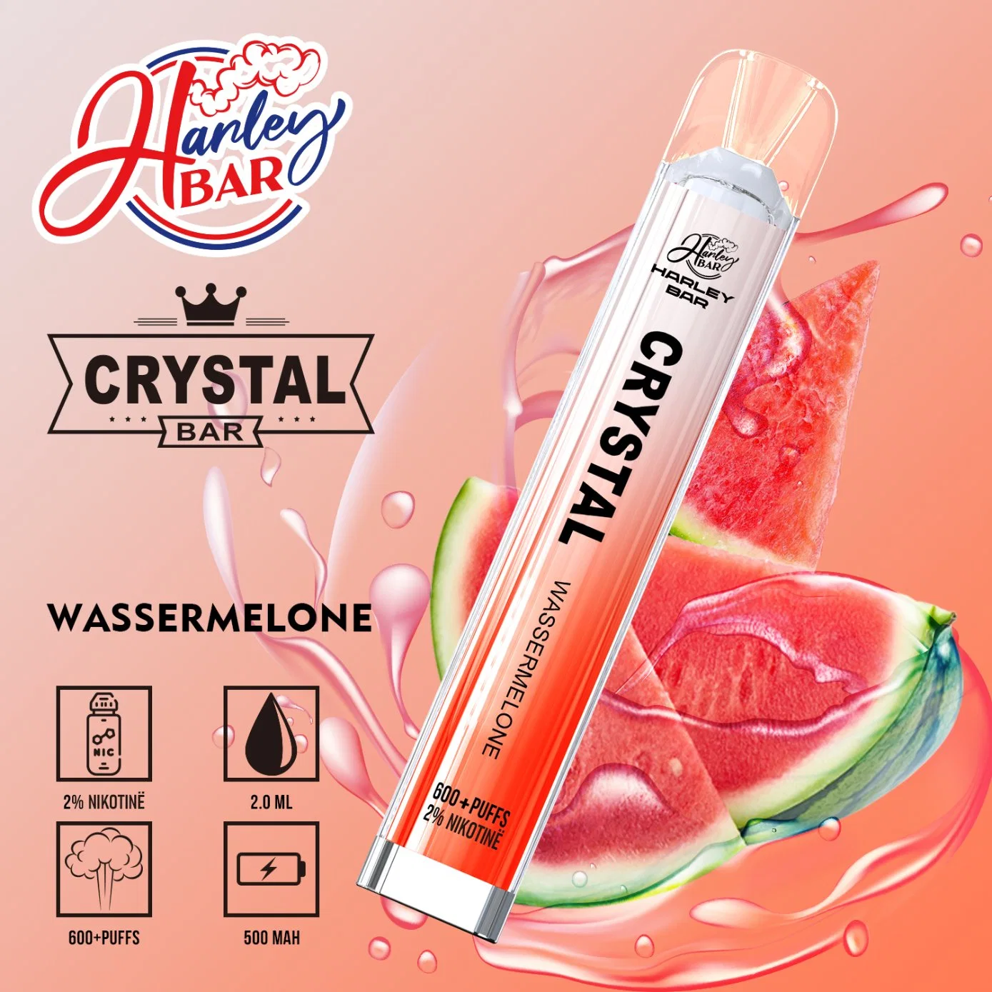 VAPE Salto Cristal 600 Puff Bar 2ml malla Bobina Sky E CIGS personalizada