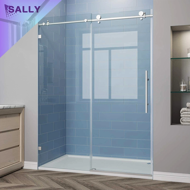 Bathroom Enclosure Polished Chrome Sliding 10mm Tempered Glass Frameless Shower Door