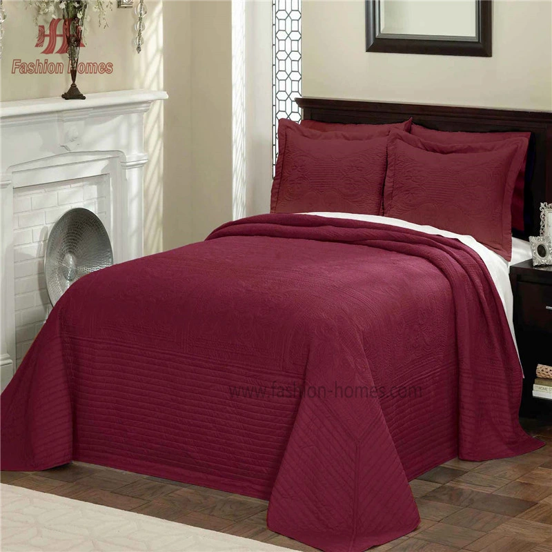 HS-11645 Traditional Embroidery Quilt Bedspread Polyester Padding Comforter Cotton Shell Bedspread Bedding Set for Home