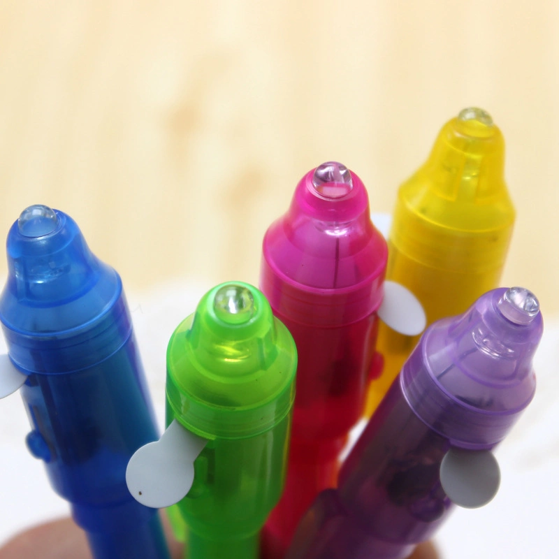 Plastic Big Head UV Invisible Ink Light Pen LED Light Luminous Magic Toy Pen