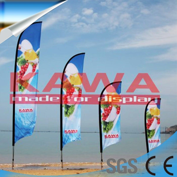 10FT Full Color Custom 13feet Teardrop Flex Banner Outdoor Beach Wind Outdoor Advertising Fiberglass Flag with Metal Cross Base or Ground Spike with Best Price