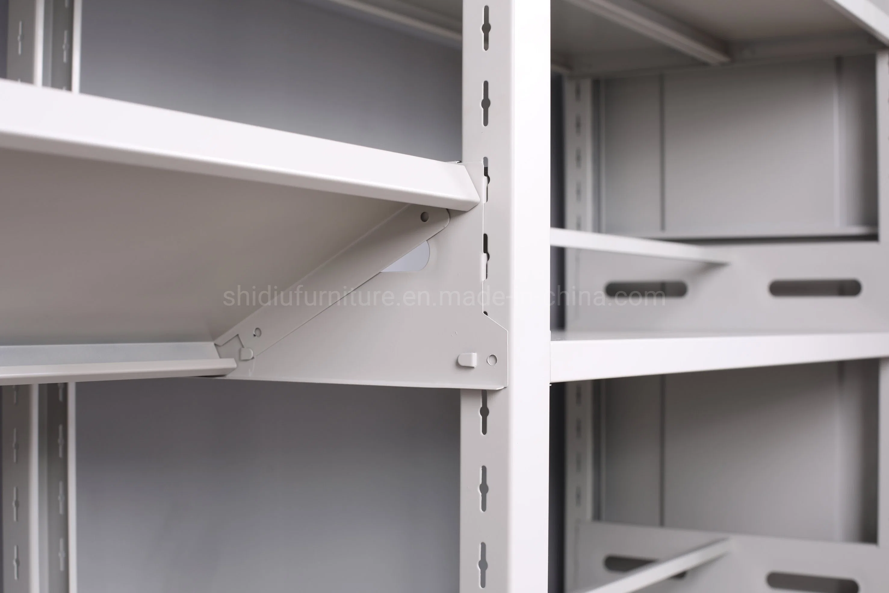 Double-Sided Adjustable Metal Book Shelf Display Rack for Library and Archives Rooms