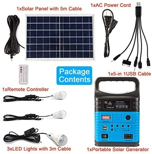 Centrale électrique portable, générateur solaire avec panneau solaire et lampes de poche Pour alimentation de secours d'urgence à domicile avec prises c.c. USB