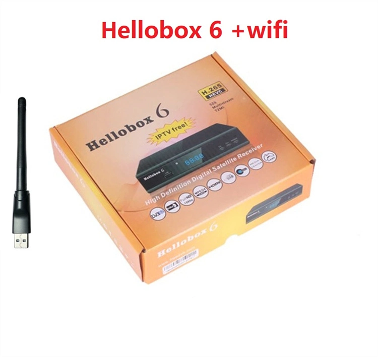 A fábrica Whosale Hellobox 6 Receptor de Satélite suportam H. 265 Hevc T2mi WiFi USB Auto Power Vu Biss Hellobox6 Set Top Box