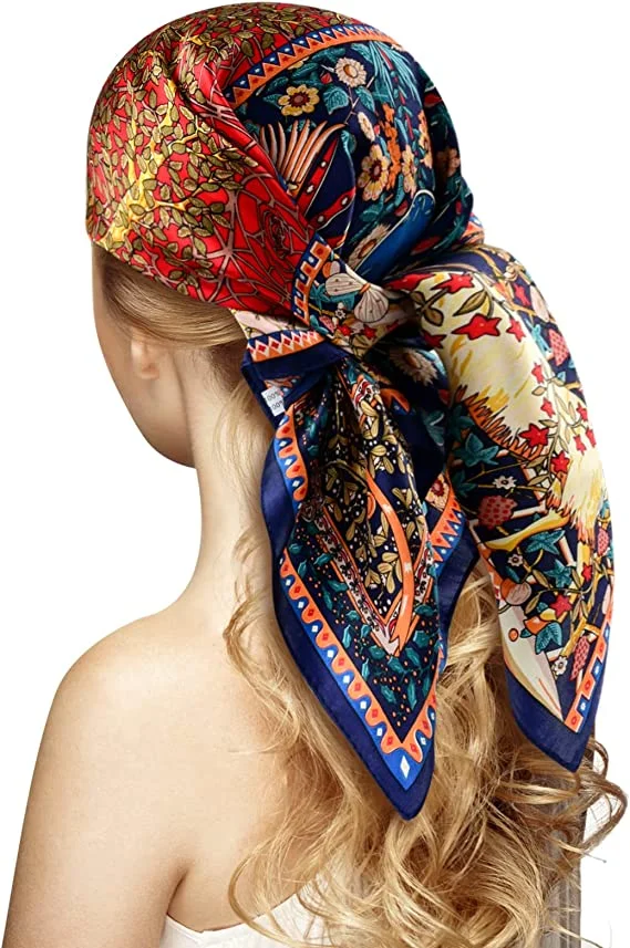 New Arrival Ladies Fashion Wholesale Digital Printed 100% Mulberry Silk Square Scarf