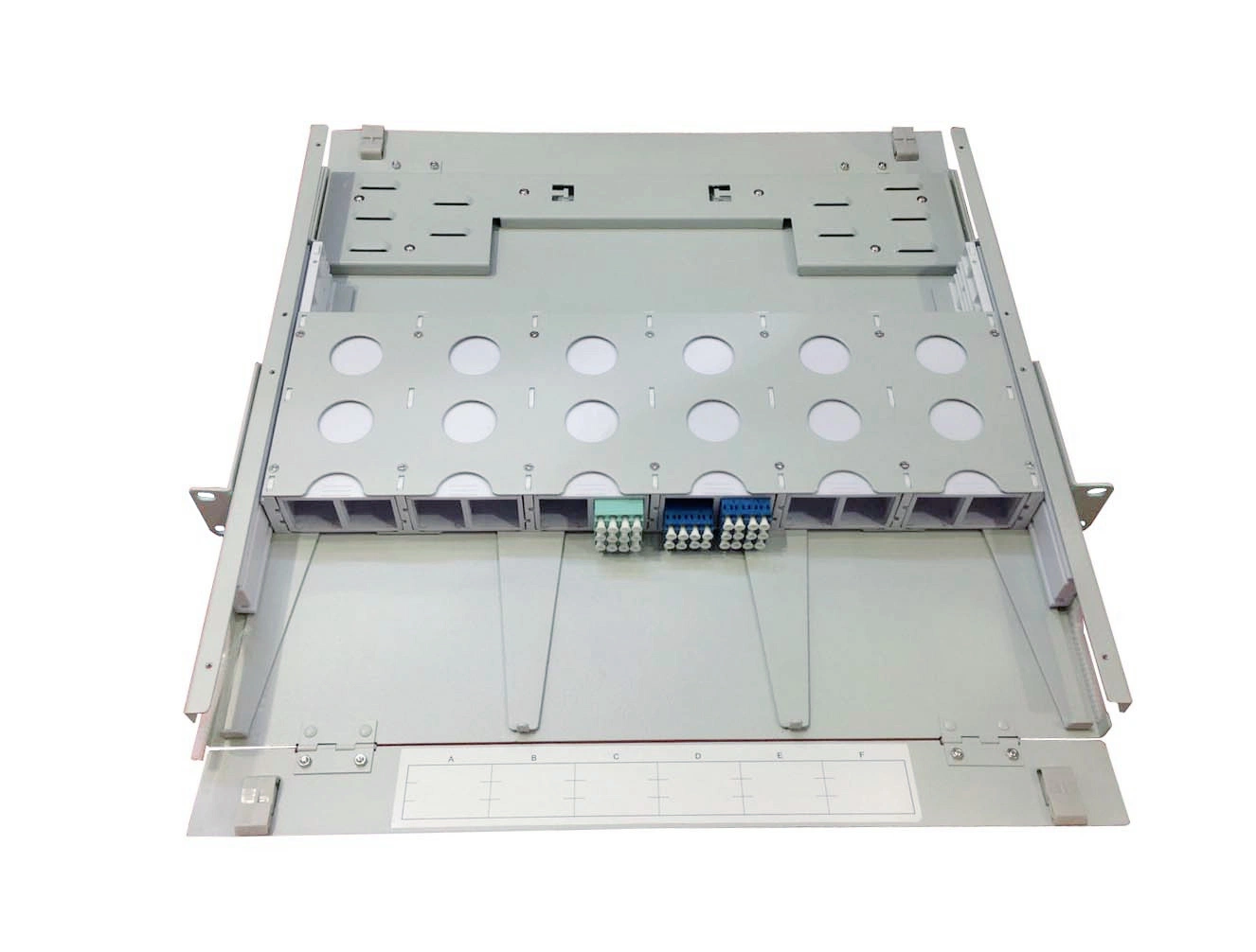 MPO Alta densidad 19 pulgadas de bastidor de panel de parche de montaje en rack ODF 1U núcleo 144 FTTH estructura de distribución de fibra óptica