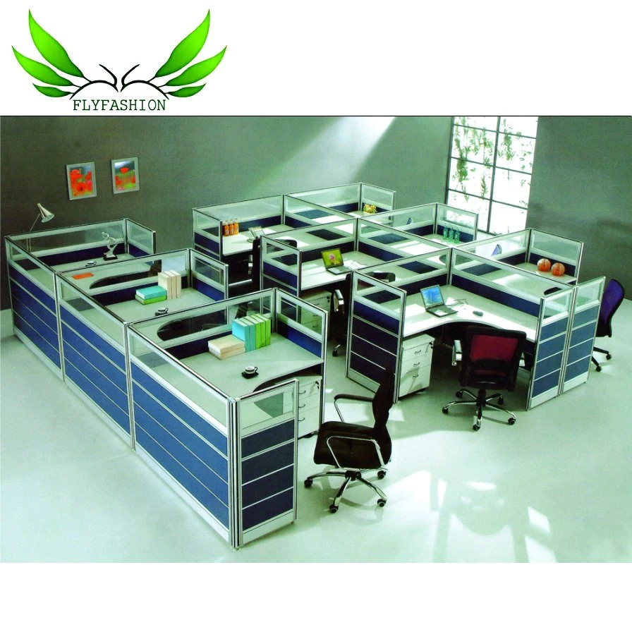 Newly Staff Desk Wooden Workstations Set with Glass Partitions