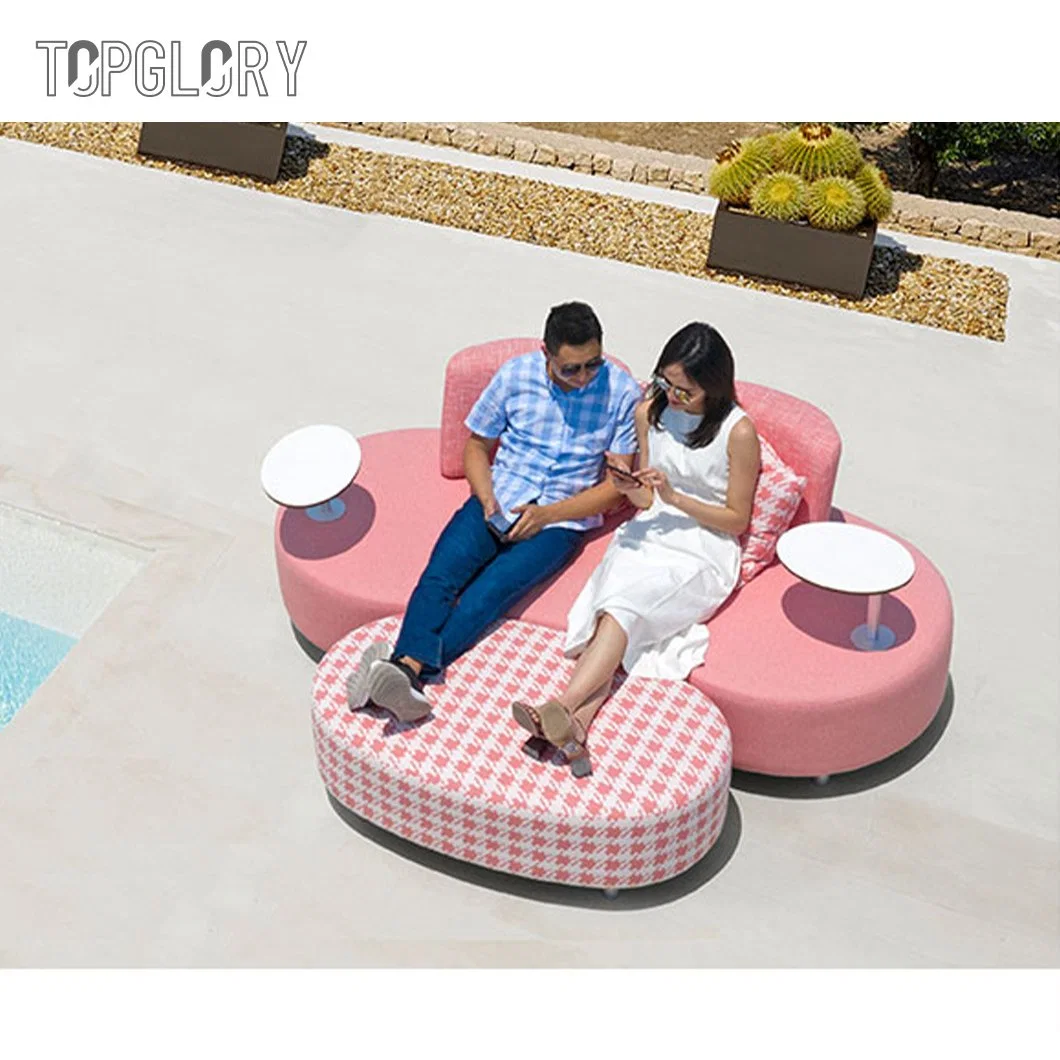 Hogar Muebles de jardín armazón de metal tejido colores dulces Jardín Sofá establece