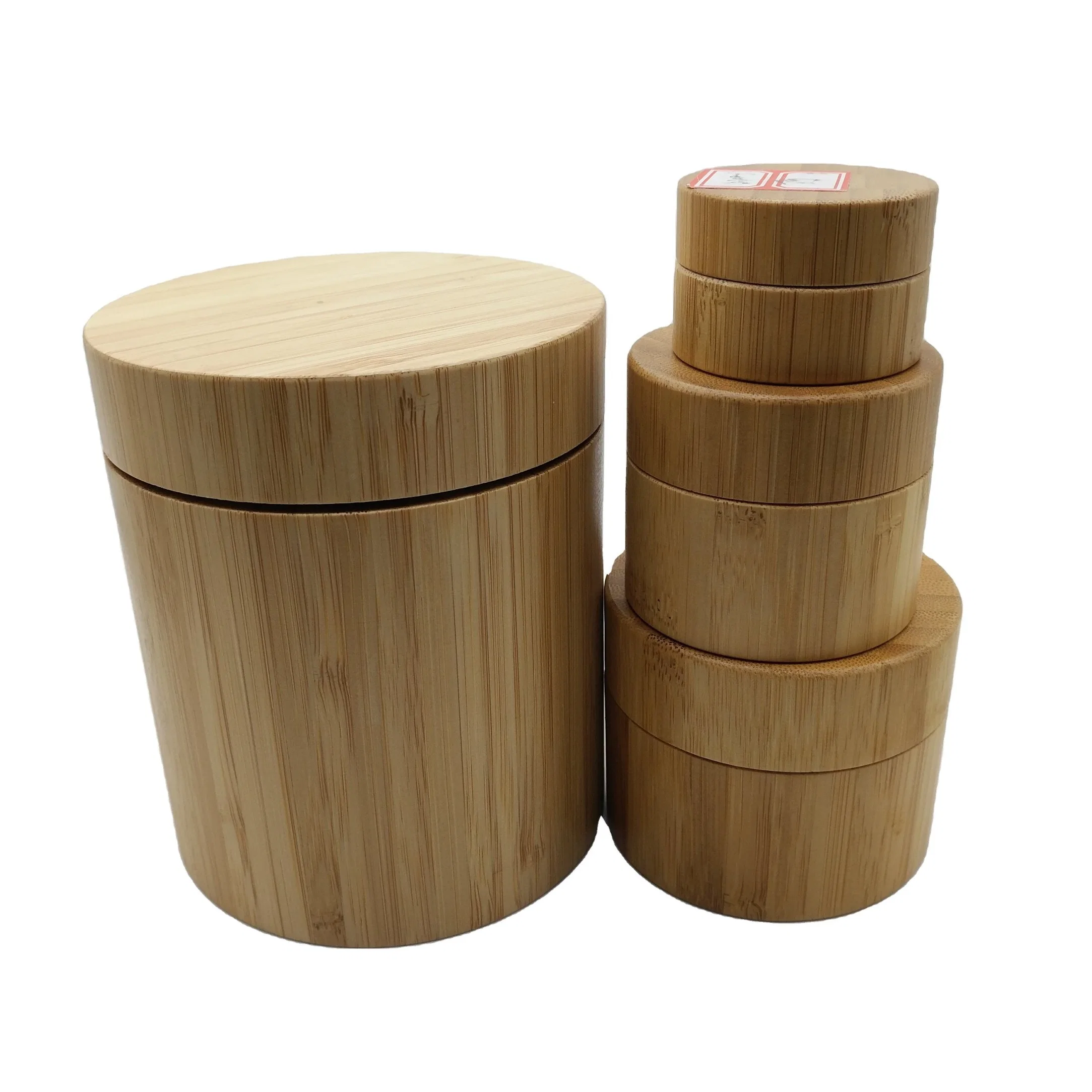 Cross-Border Hot Sale Cosmetic Skincare Bamboo Lid Inner Plastic Packaging Cream Jar