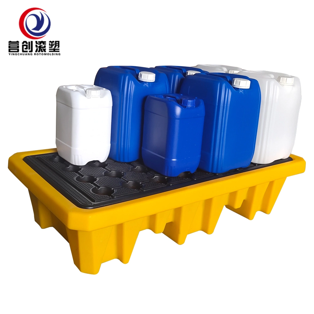 1300*700*300 mm Factory Hot Sale Poly Polyethylene Spill Plastic Pallet 4 Drum Secondary Containement Metal