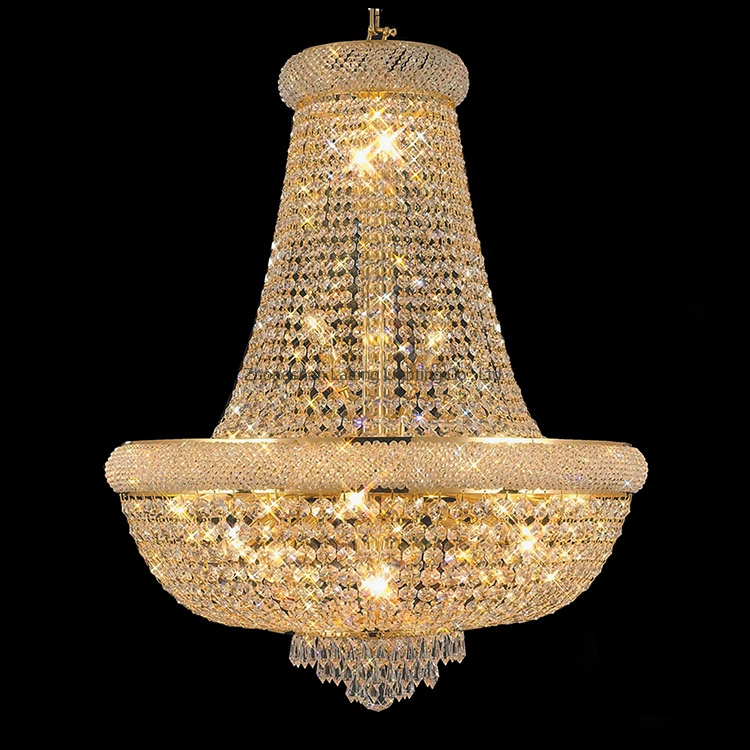French Empire Gold Crystal Chandelier Modern Chrome Crystal Lighting Hanging Light Fixtures Suspension LED Lustre Dining Room Crystal Chandelier Lamp