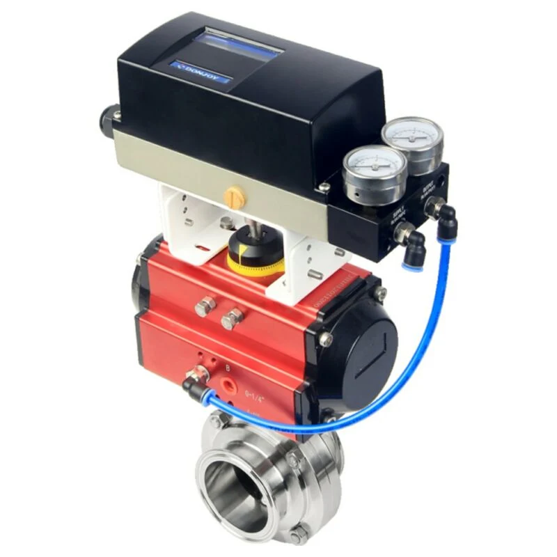 Sanitary Stainless Steel 316L Horizontal Pneumatic Butterfly Valve With Smart Controller IL -Top