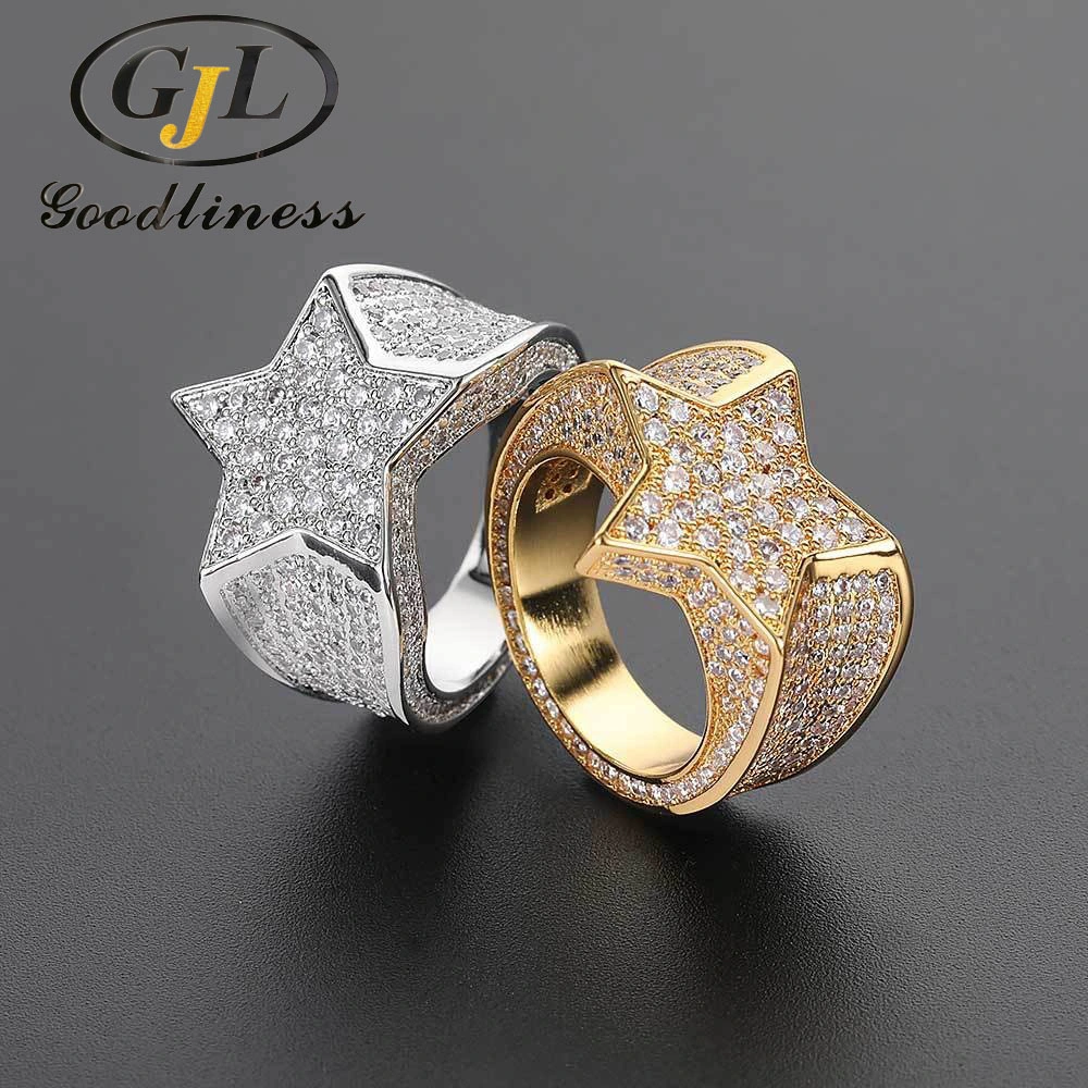 Wholesale/Supplier Fashion Brass Ring Star-Shaped Ring Hip Hop Jewelry